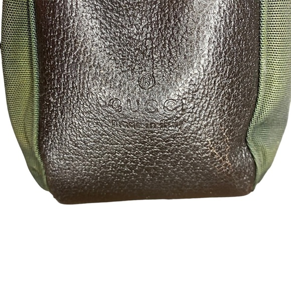 GUCCI Green Bamboo Handle Nylon Shoulder Bag Y2K Vintage Tom Ford - Picture 5 of 11